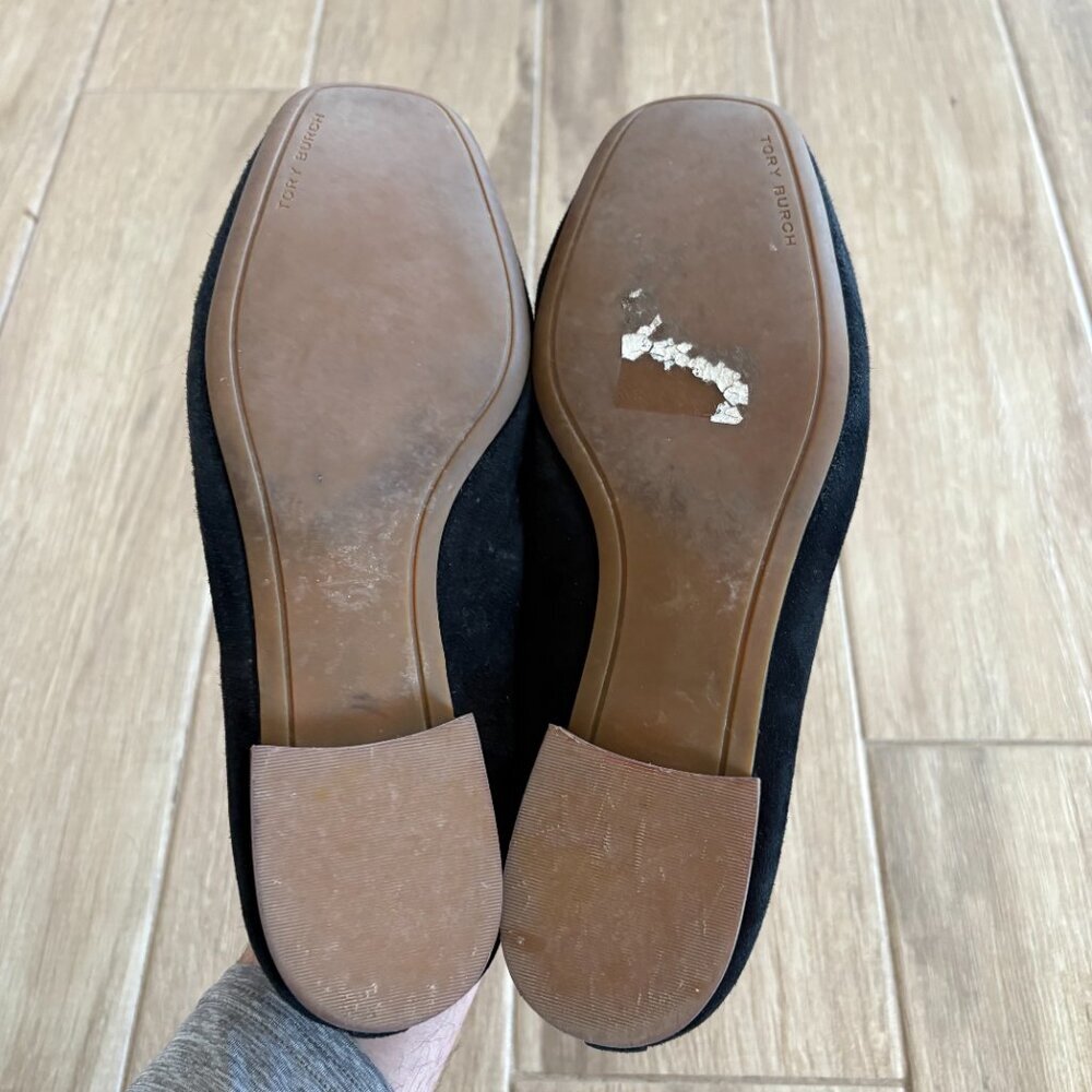 Tory Burch Leigh Loafer Womens 8.5 Black Suede Leather City Office Casual Wealth - Picture 8 of 9